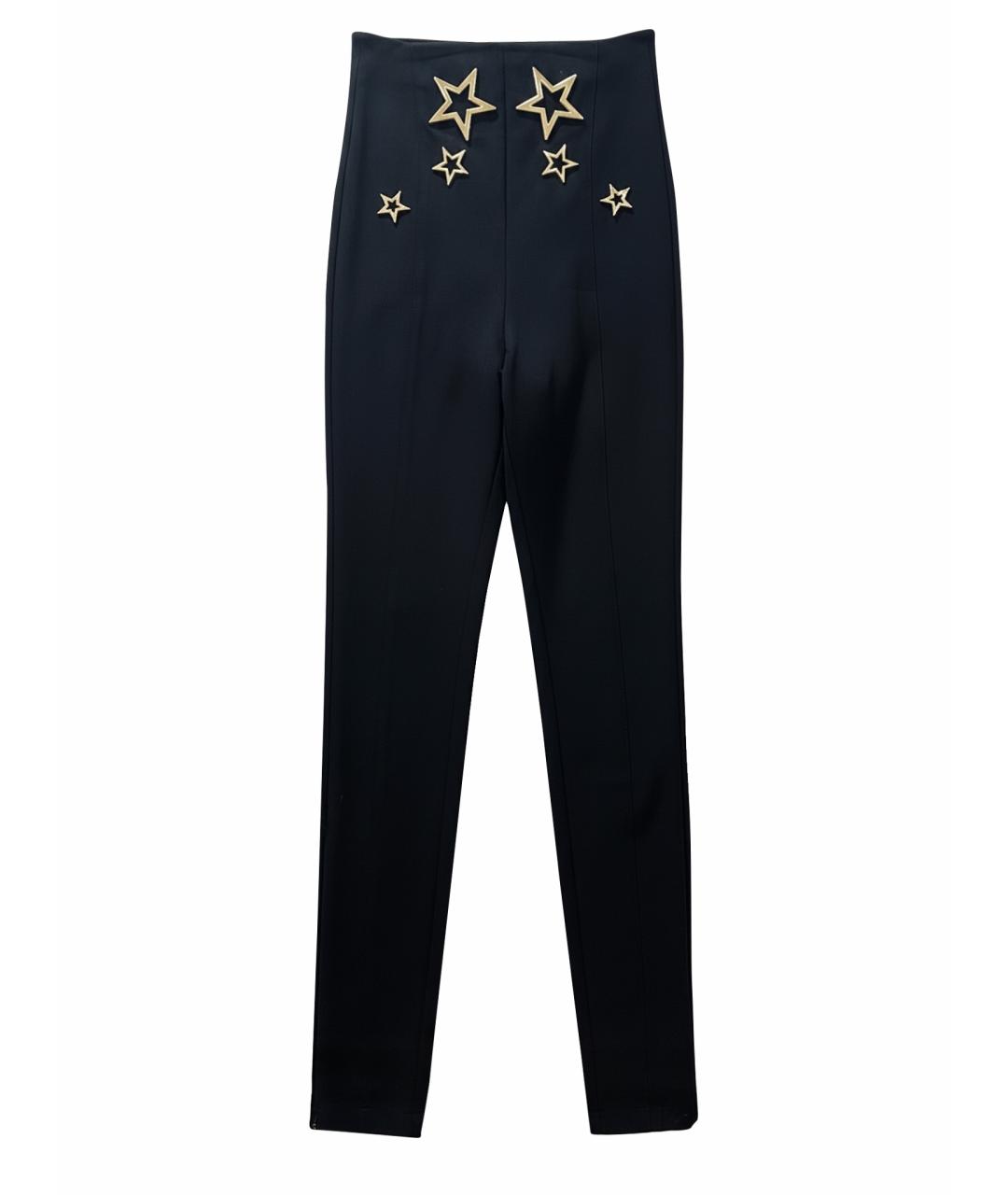 ELISABETTA FRANCHI Черные полиэстеровые брюки узкие, фото 1