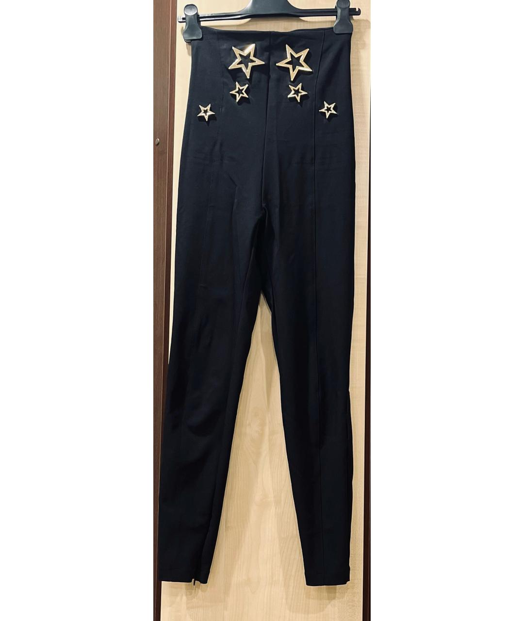 ELISABETTA FRANCHI Черные полиэстеровые брюки узкие, фото 5