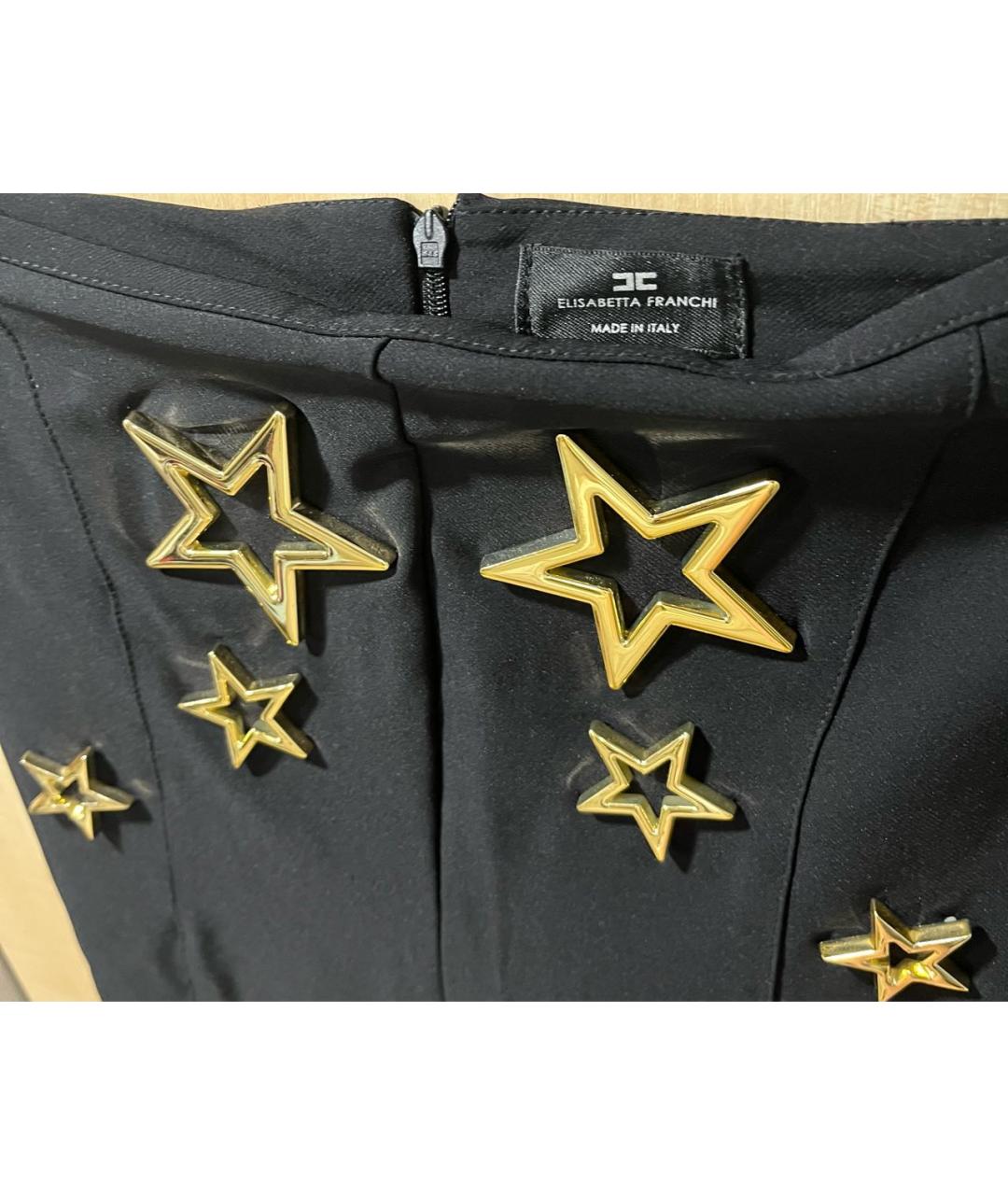 ELISABETTA FRANCHI Черные полиэстеровые брюки узкие, фото 4