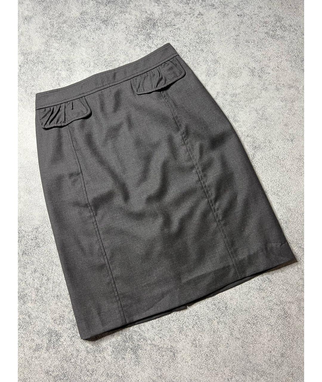 CAROLINA HERRERA Серая шерстяная юбка миди, фото 5