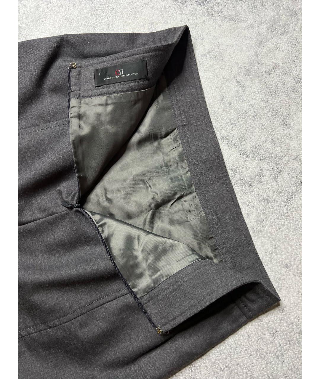 CAROLINA HERRERA Серая шерстяная юбка миди, фото 3
