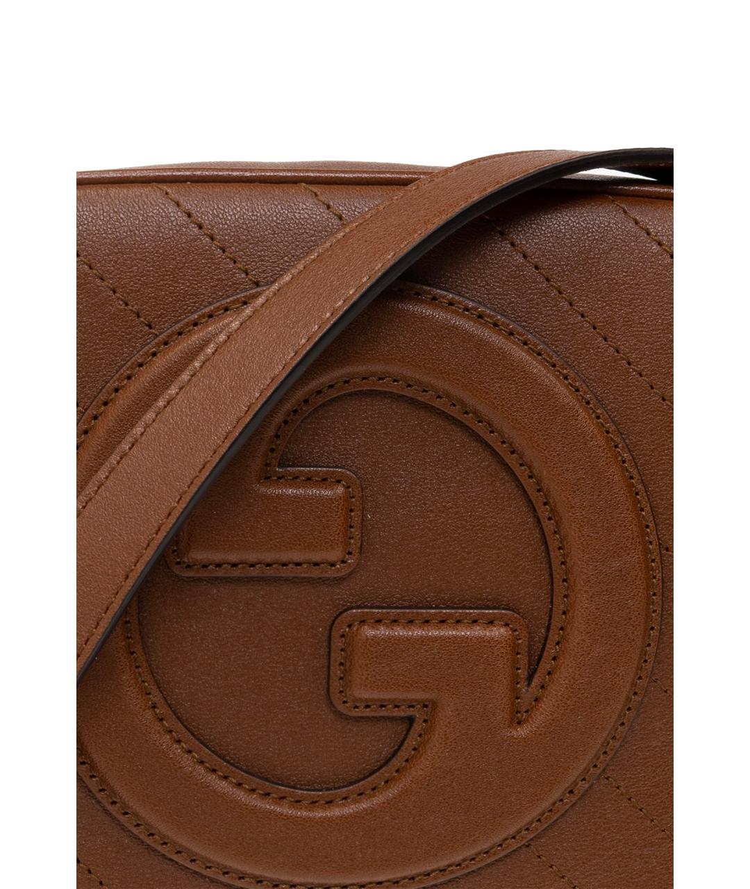 GUCCI Коричневая кожаная сумка через плечо, фото 6
