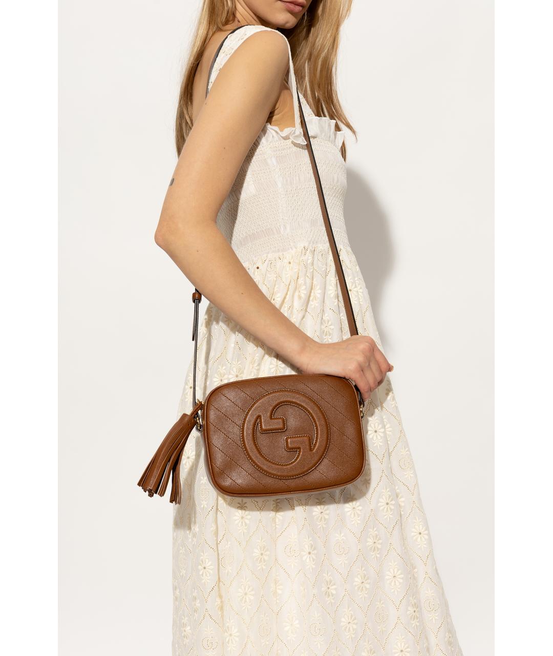 GUCCI Коричневая кожаная сумка через плечо, фото 2