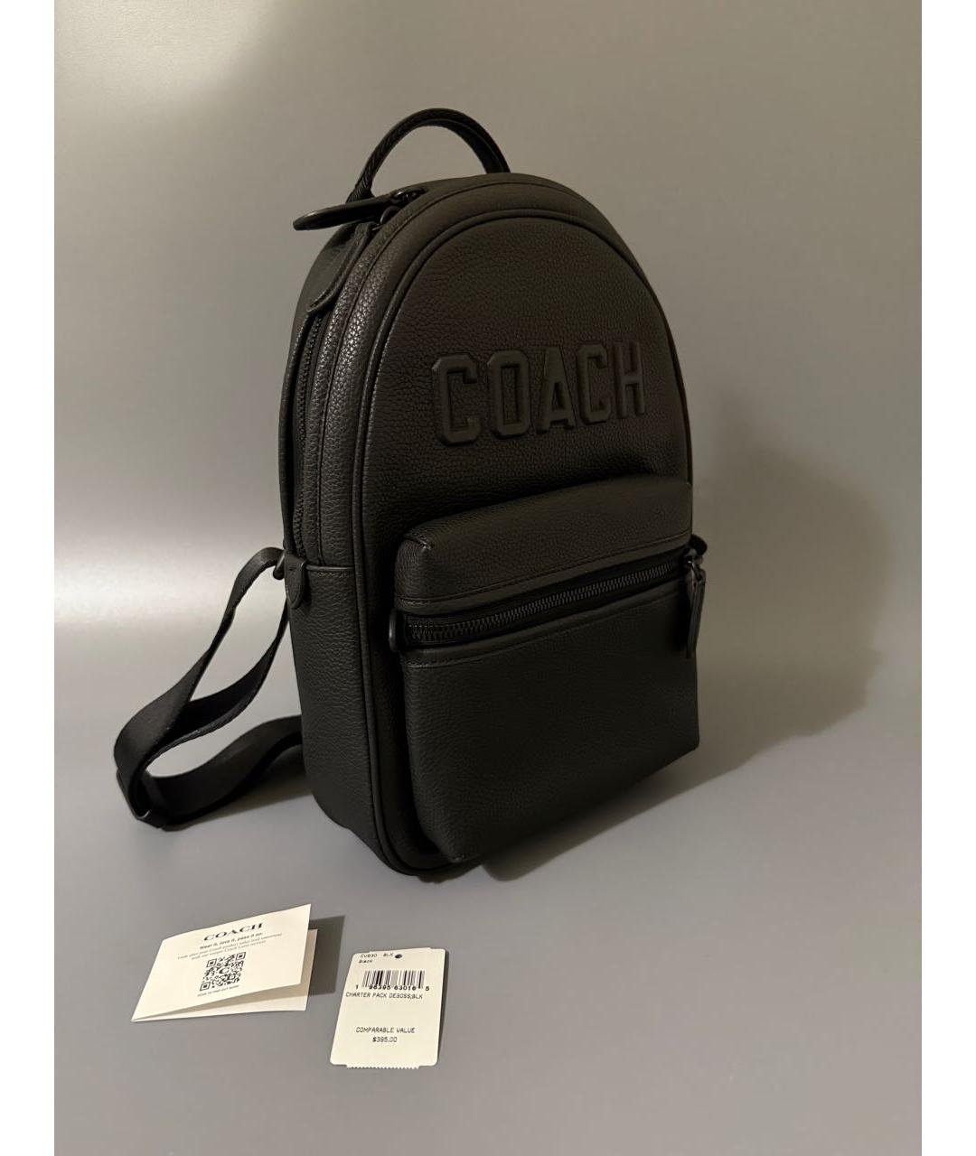 COACH Черный кожаный рюкзак, фото 3