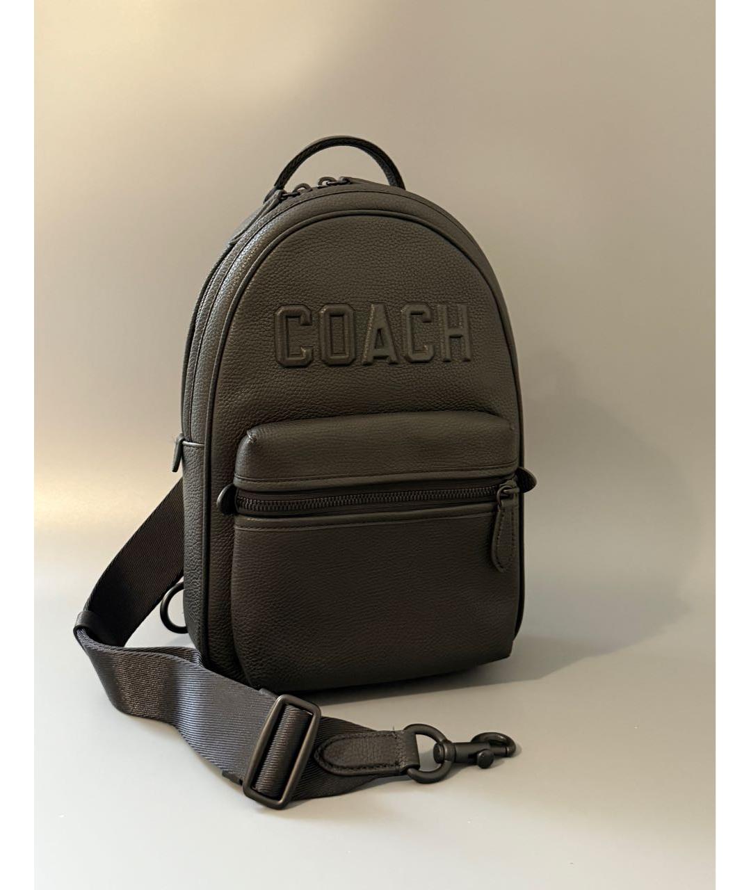 COACH Черный кожаный рюкзак, фото 2