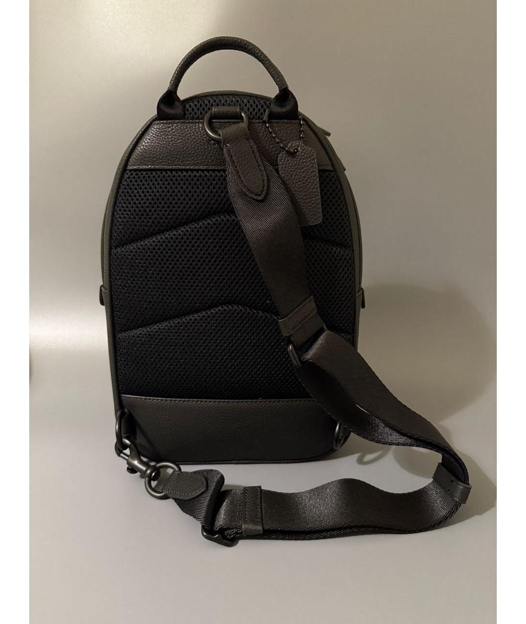 COACH Черный кожаный рюкзак, фото 4