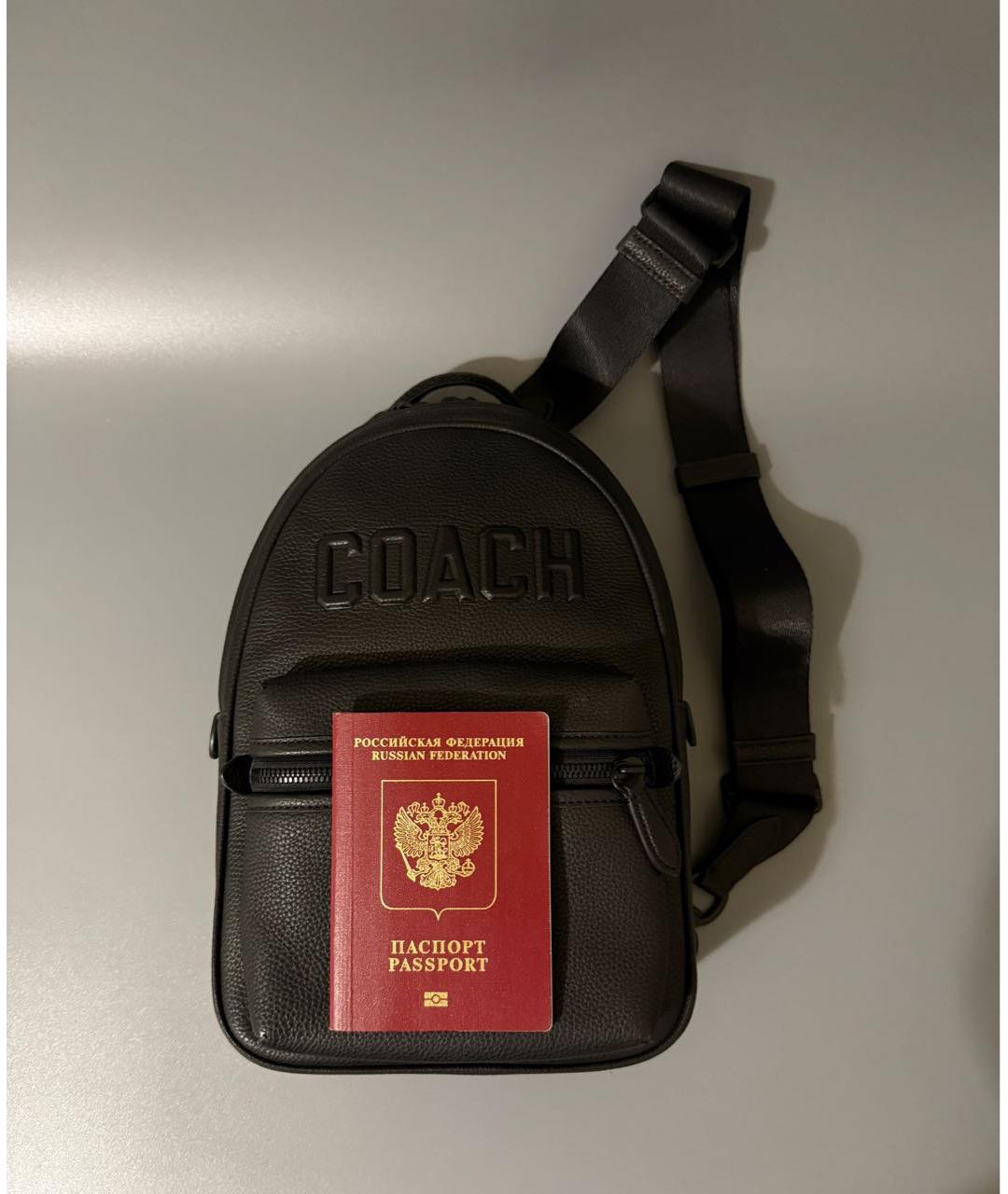 COACH Черный кожаный рюкзак, фото 6