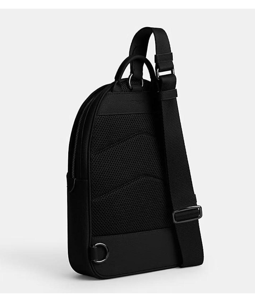 COACH Черный кожаный рюкзак, фото 7