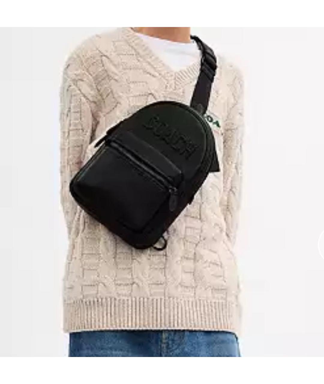 COACH Черный кожаный рюкзак, фото 5