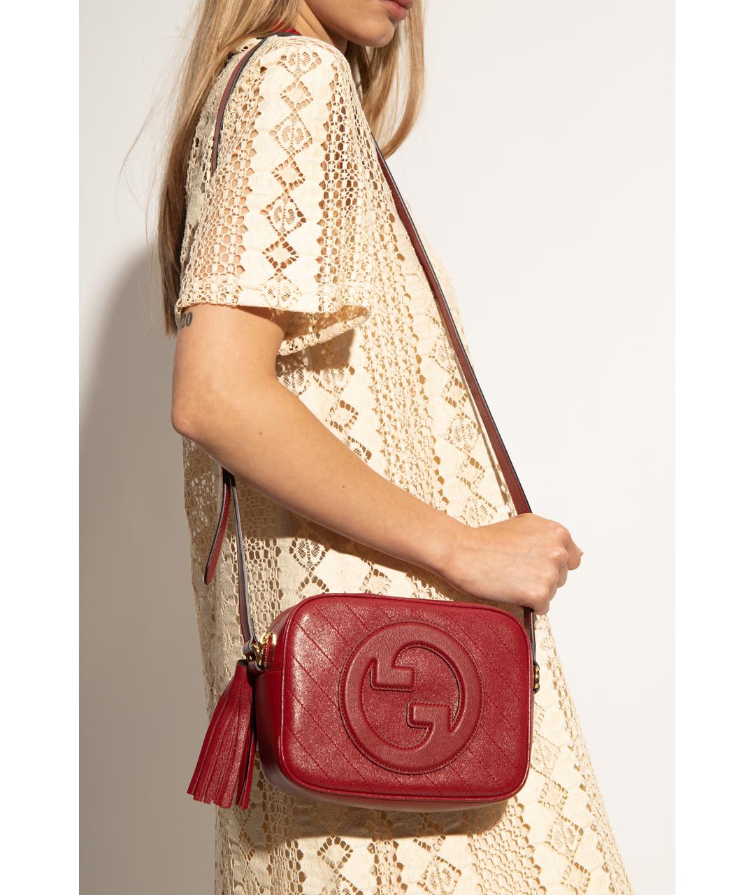 GUCCI Бордовая кожаная сумка через плечо, фото 3