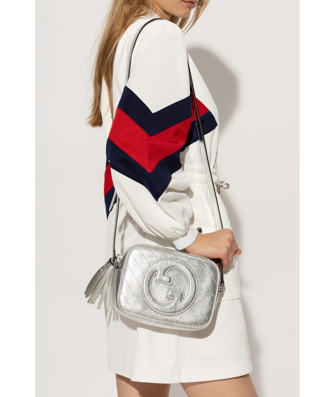 GUCCI Серебряная кожаная сумка через плечо, фото 2