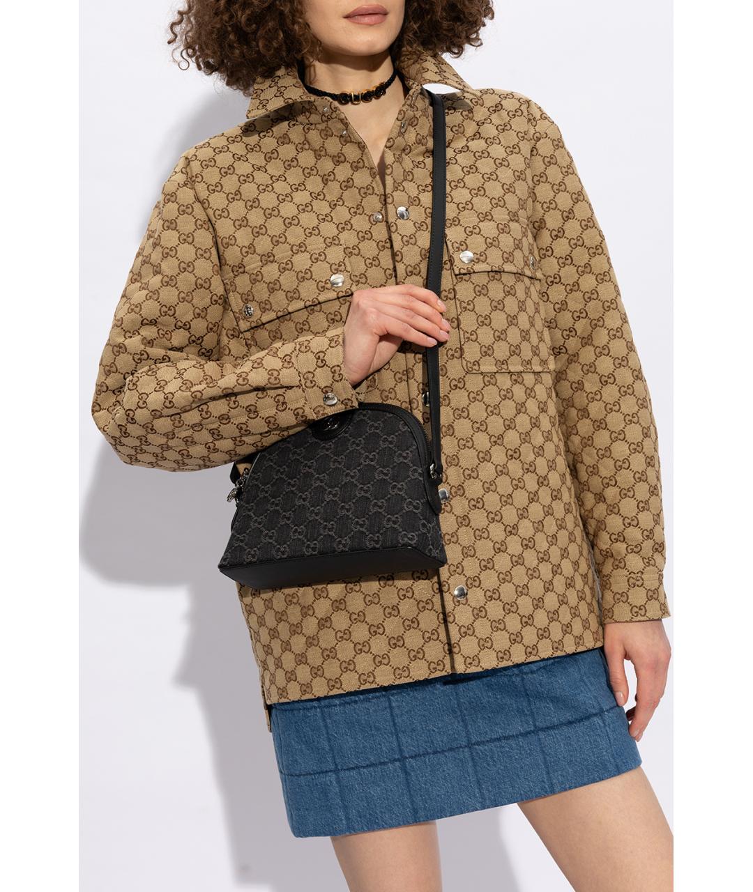 GUCCI Черная тканевая сумка через плечо, фото 2