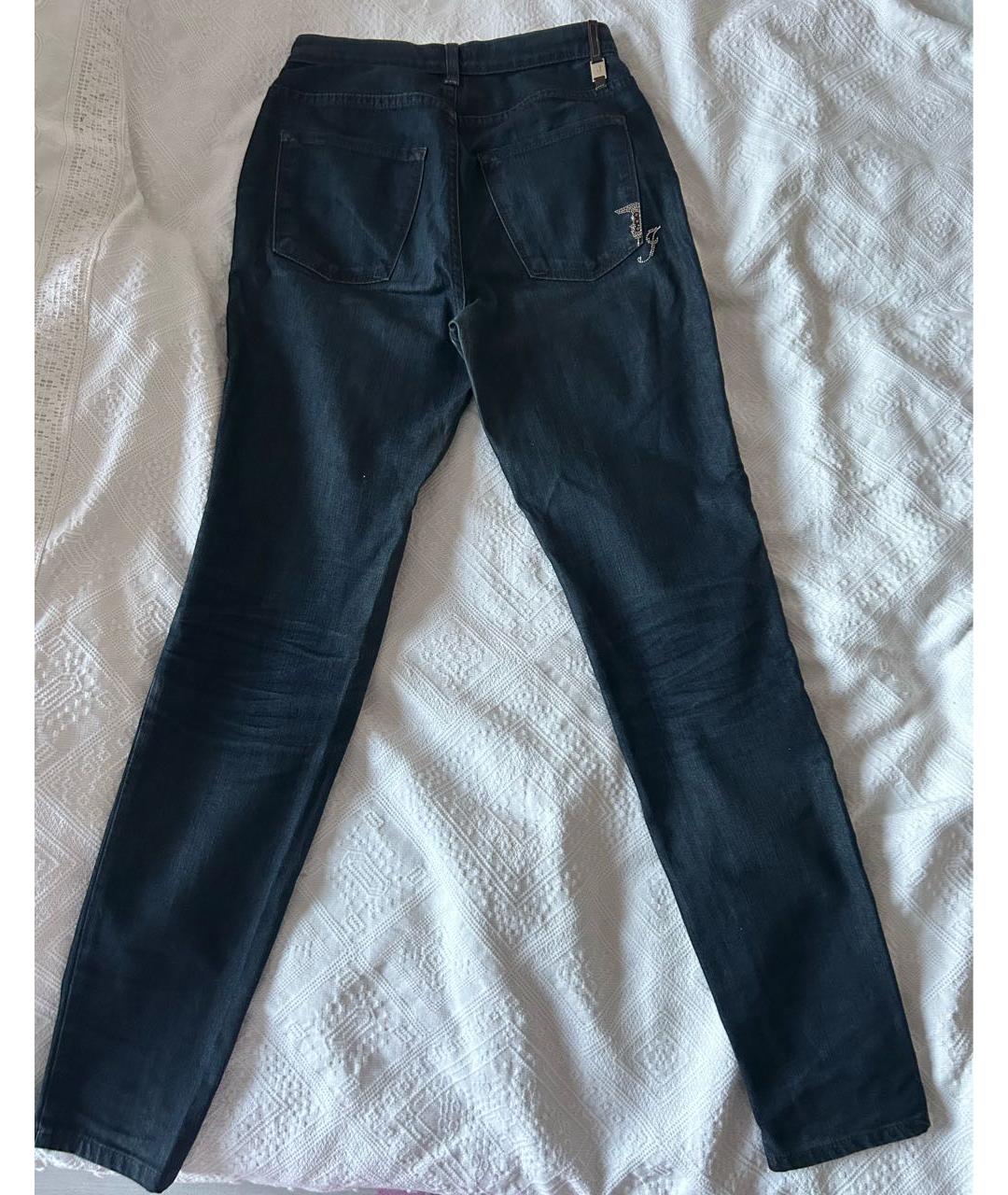 TRUSSARDI JEANS Темно-синие хлопко-эластановые джинсы слим, фото 2
