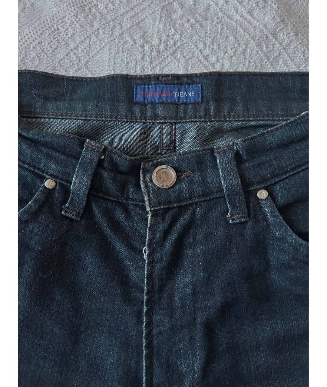 TRUSSARDI JEANS Темно-синие хлопко-эластановые джинсы слим, фото 5