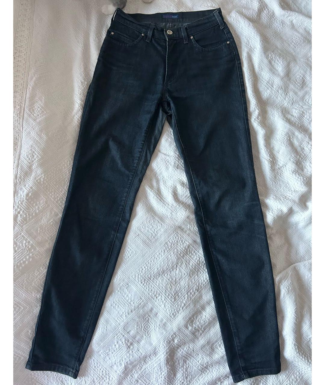 TRUSSARDI JEANS Темно-синие хлопко-эластановые джинсы слим, фото 7