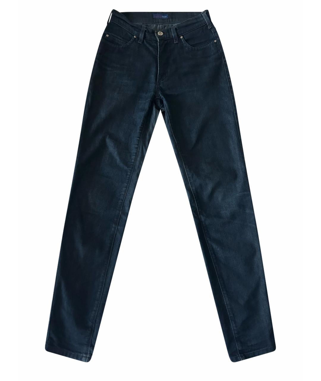 TRUSSARDI JEANS Темно-синие хлопко-эластановые джинсы слим, фото 1