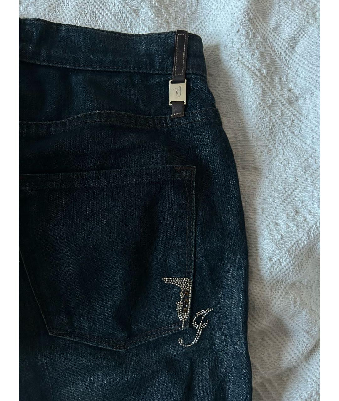 TRUSSARDI JEANS Темно-синие хлопко-эластановые джинсы слим, фото 4