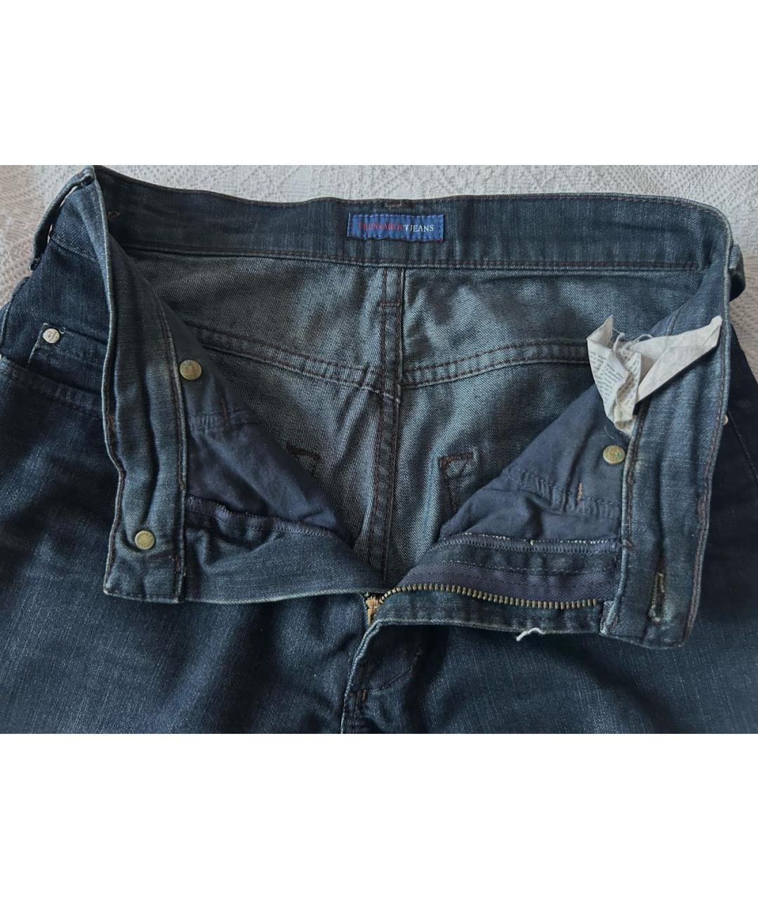 TRUSSARDI JEANS Темно-синие хлопко-эластановые джинсы слим, фото 3