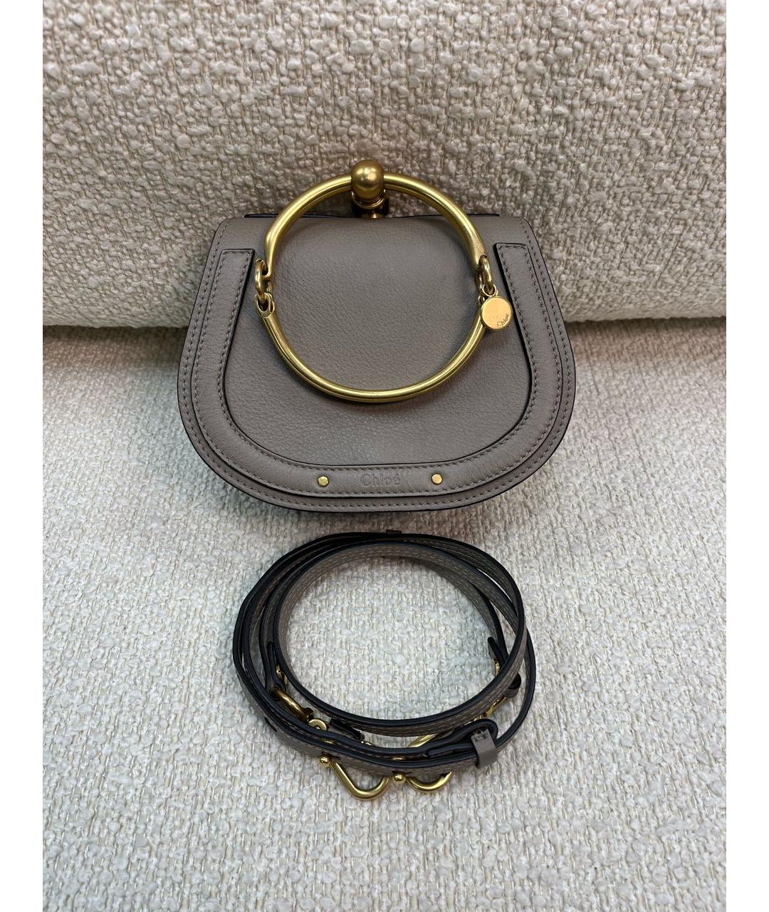 CHLOE Антрацитовая кожаная сумка с короткими ручками, фото 7