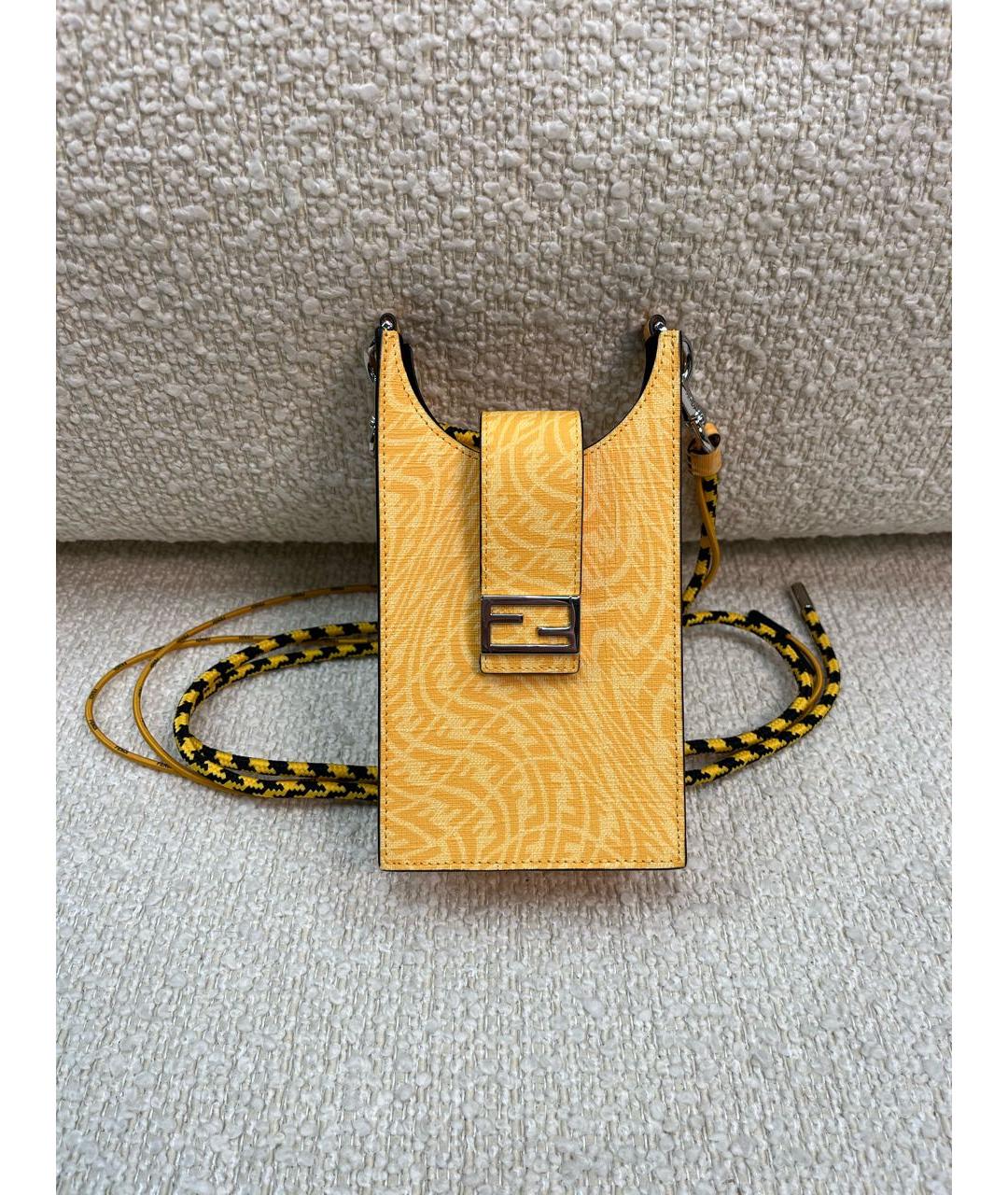 FENDI Желтая кожаная сумка через плечо, фото 9
