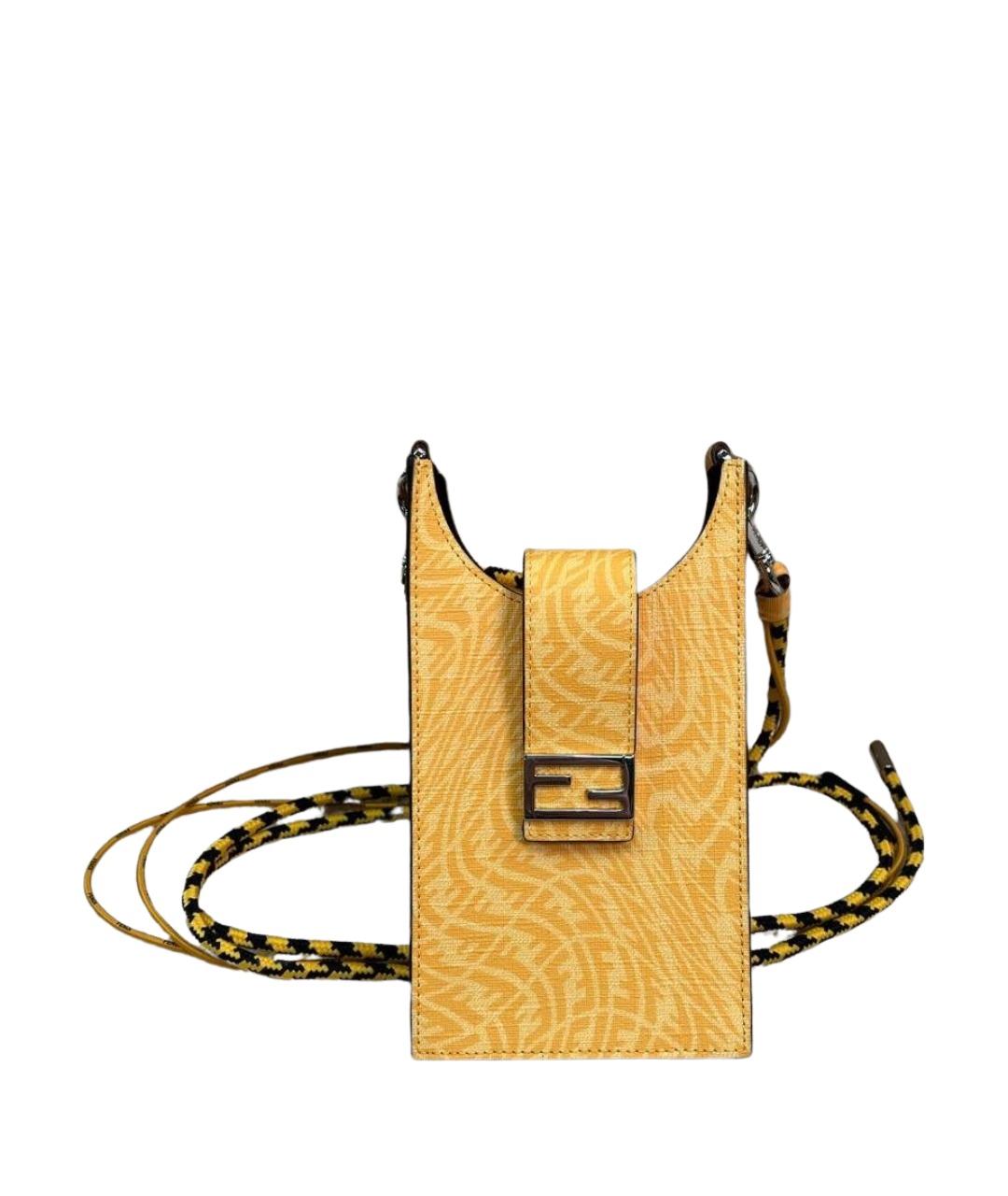 FENDI Желтая кожаная сумка через плечо, фото 1