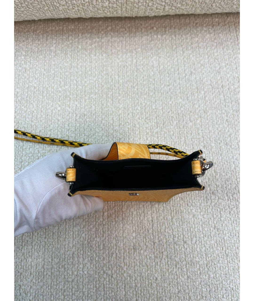 FENDI Желтая кожаная сумка через плечо, фото 4