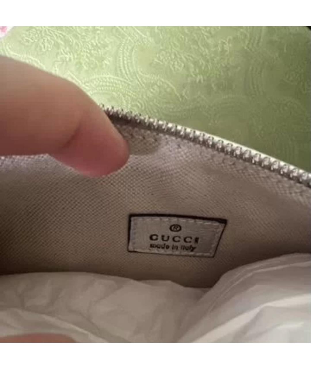 GUCCI Серебряная кожаная сумка с короткими ручками, фото 6