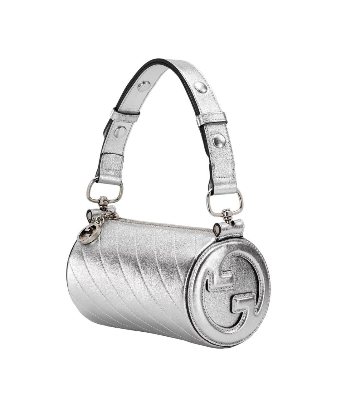 GUCCI Серебряная кожаная сумка с короткими ручками, фото 2