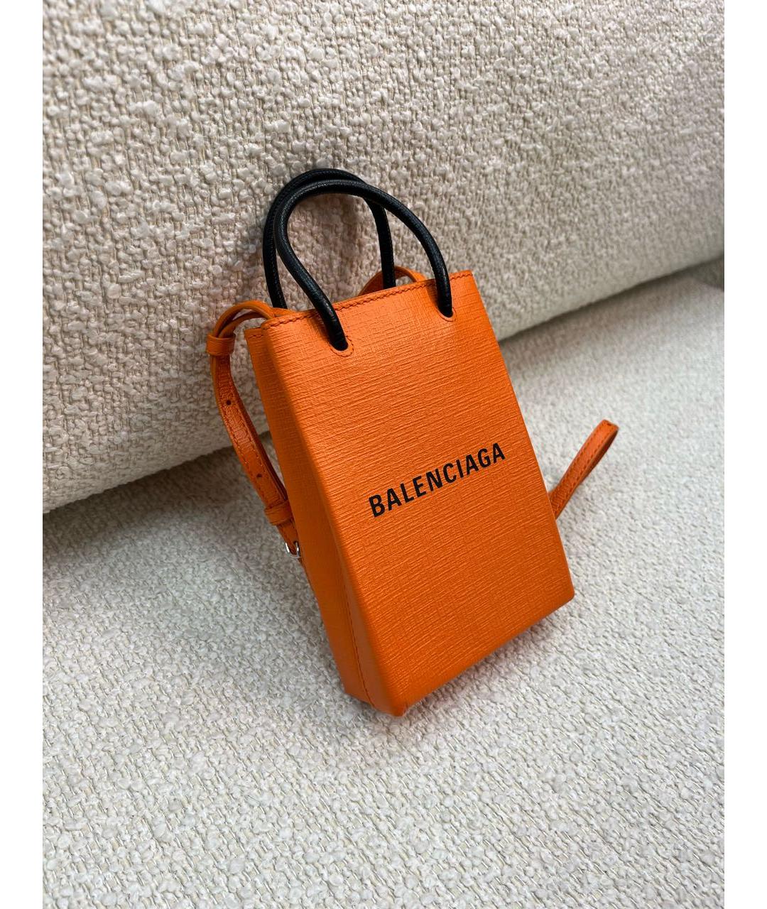 BALENCIAGA Оранжевая кожаная сумка через плечо, фото 2