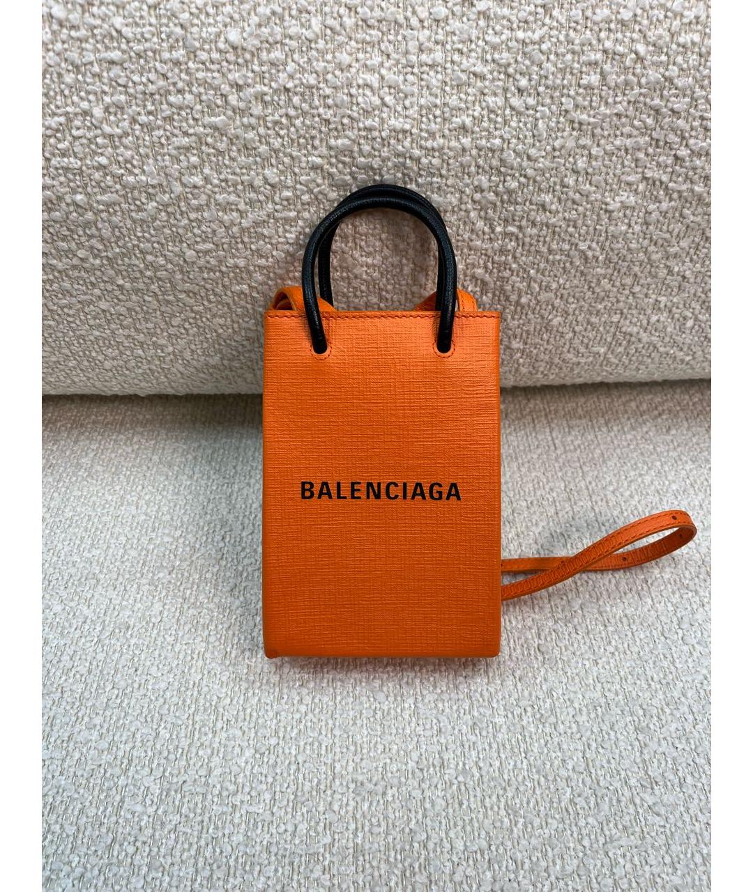 BALENCIAGA Оранжевая кожаная сумка через плечо, фото 9