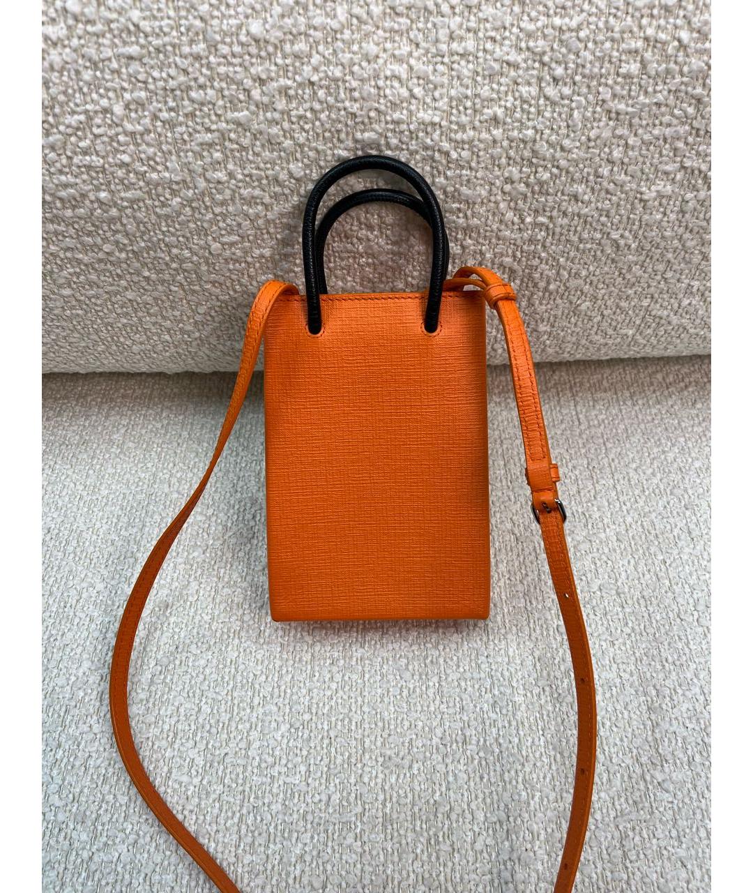 BALENCIAGA Оранжевая кожаная сумка через плечо, фото 3