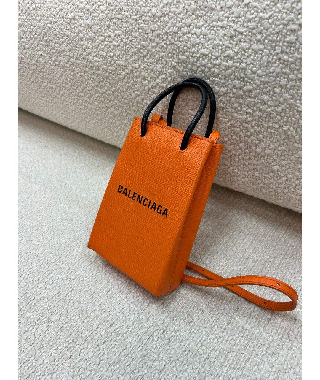 BALENCIAGA Оранжевая кожаная сумка через плечо, фото 5