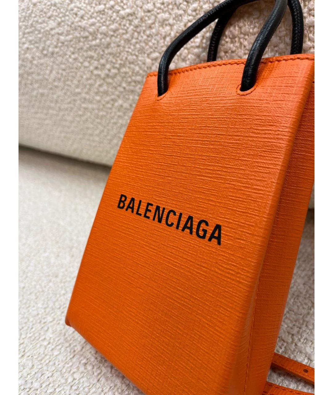 BALENCIAGA Оранжевая кожаная сумка через плечо, фото 8