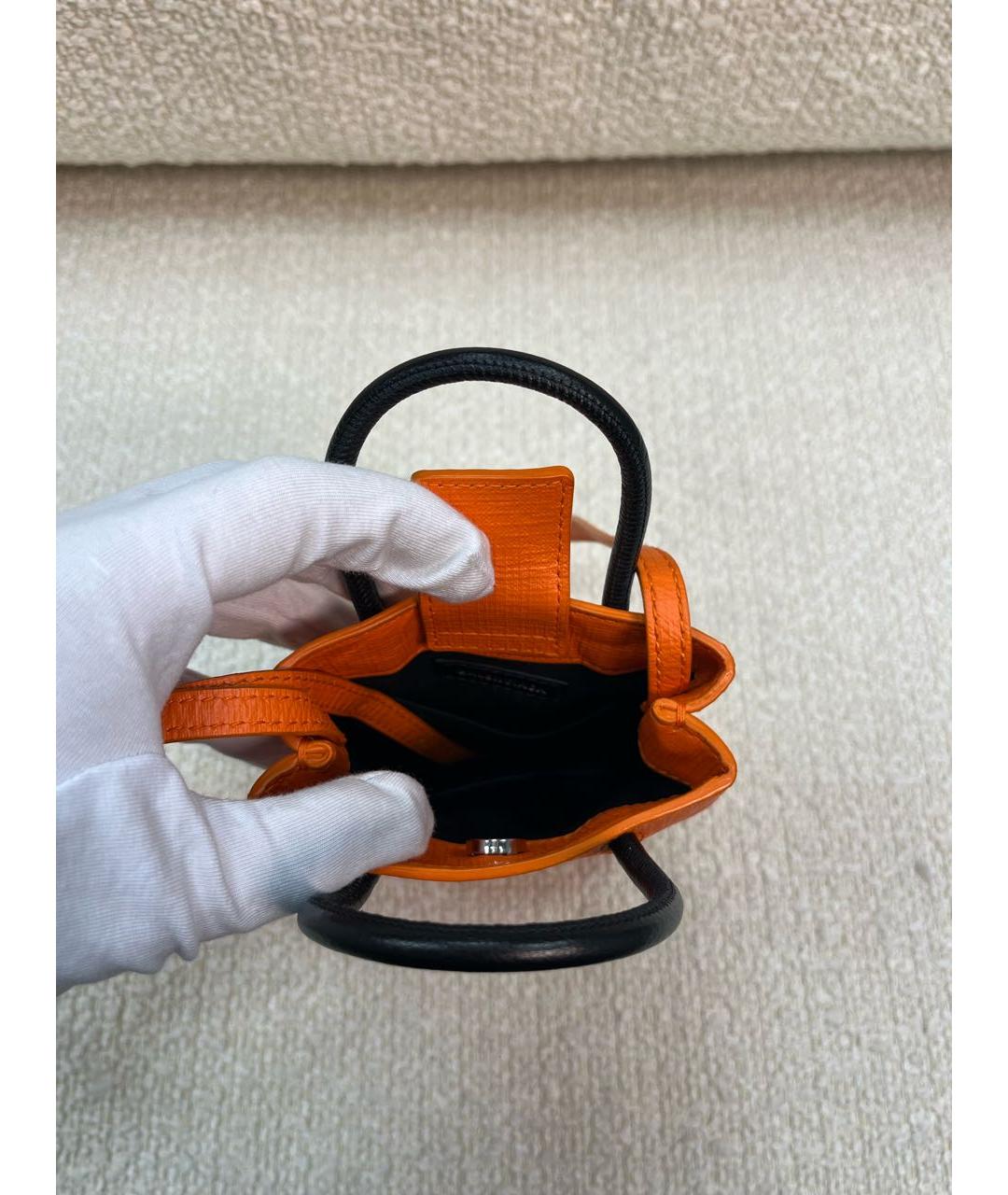 BALENCIAGA Оранжевая кожаная сумка через плечо, фото 4