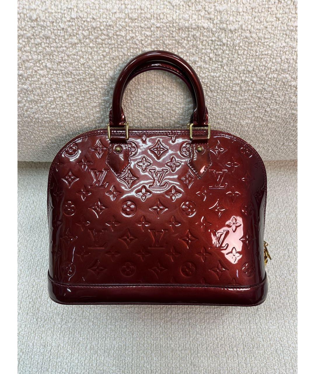 LOUIS VUITTON Бордовая сумка с короткими ручками из лакированной кожи, фото 3