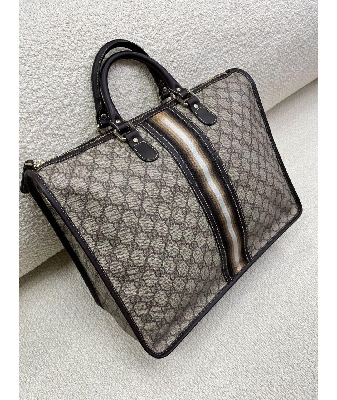 GUCCI Коричневая деним сумка с короткими ручками, фото 2