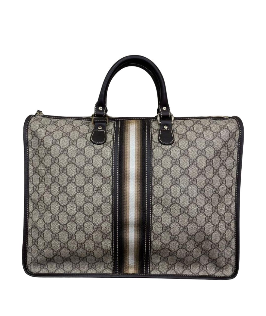 GUCCI Коричневая деним сумка с короткими ручками, фото 1