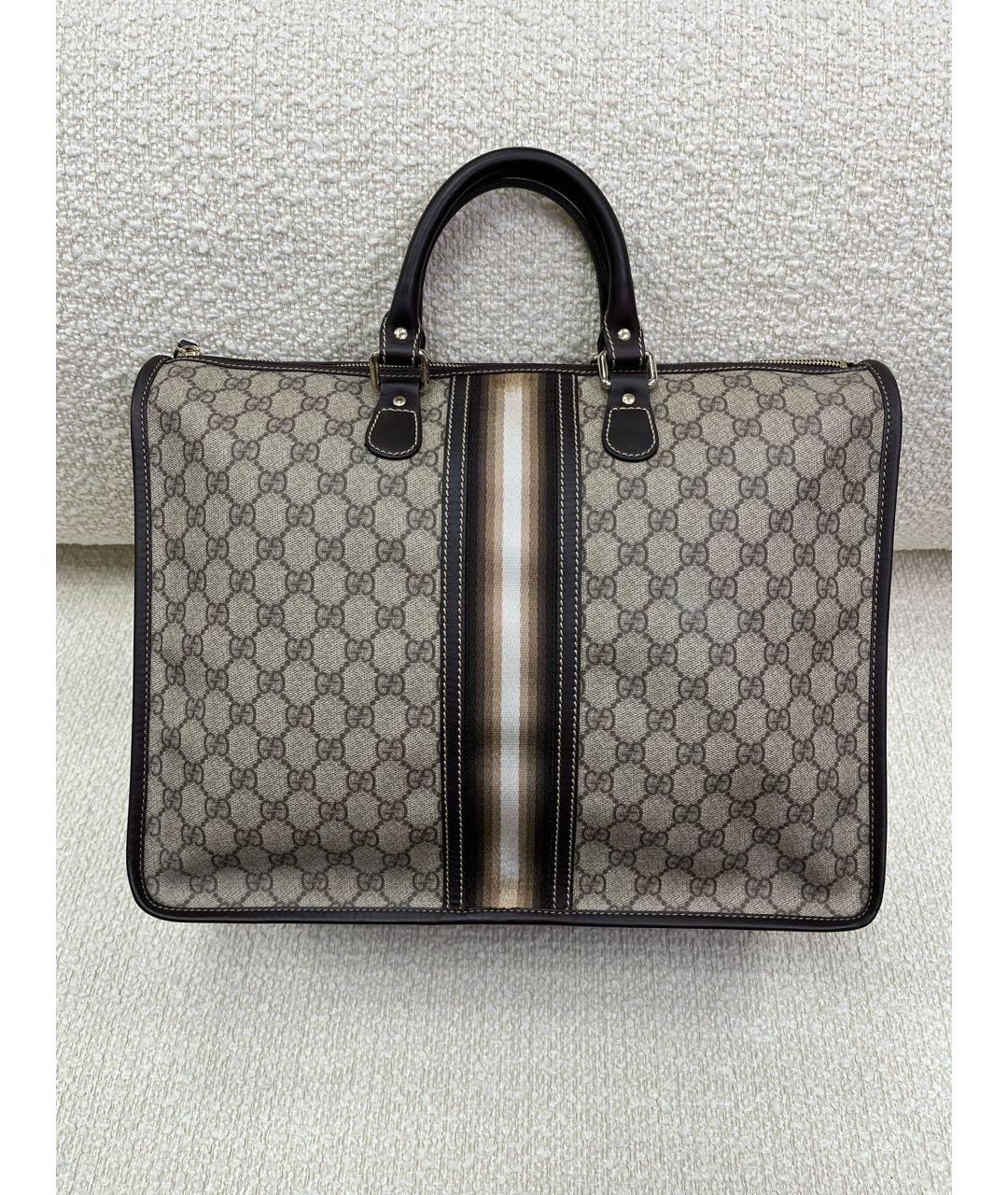 GUCCI Коричневая деним сумка с короткими ручками, фото 8