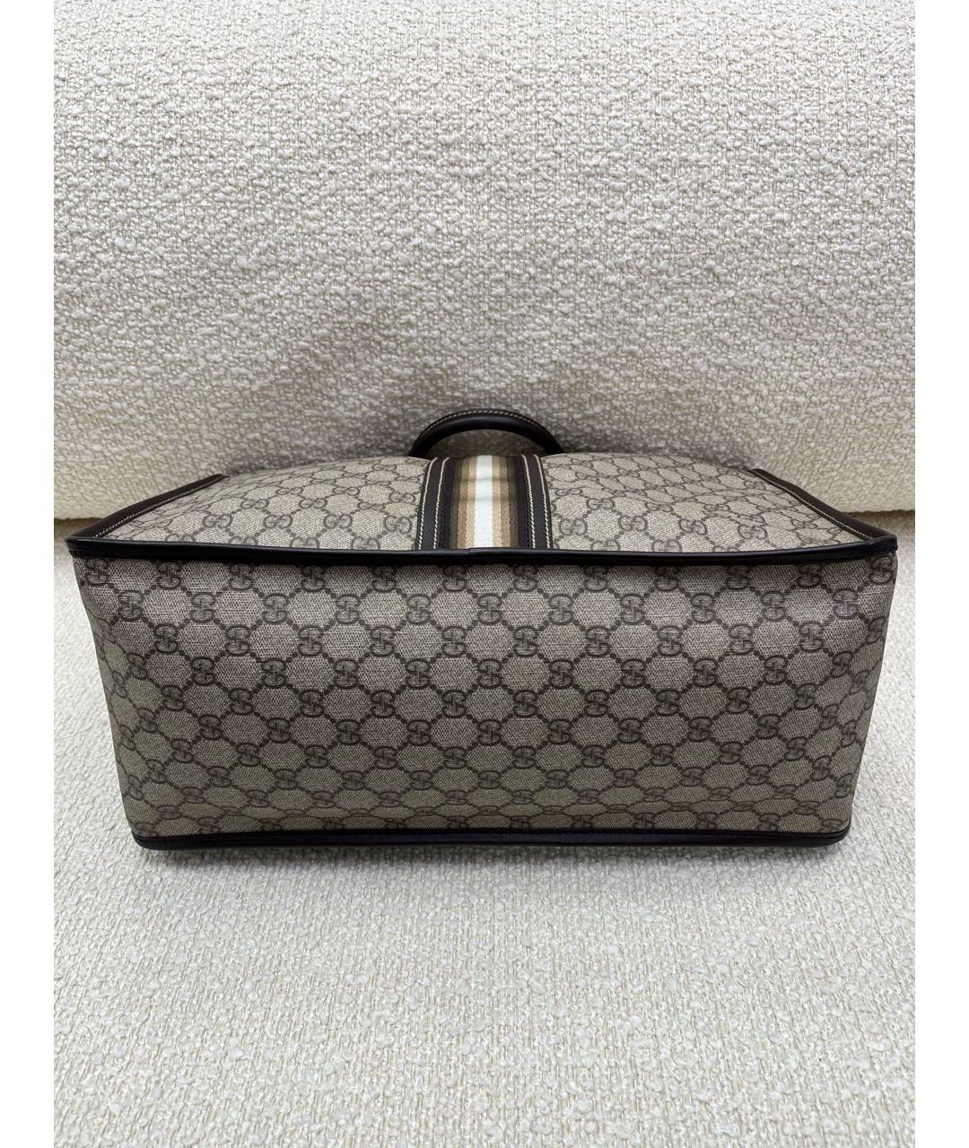 GUCCI Коричневая деним сумка с короткими ручками, фото 5