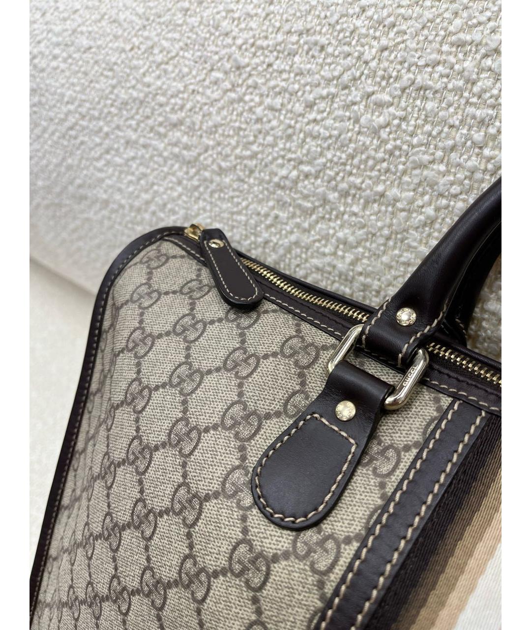 GUCCI Коричневая деним сумка с короткими ручками, фото 7