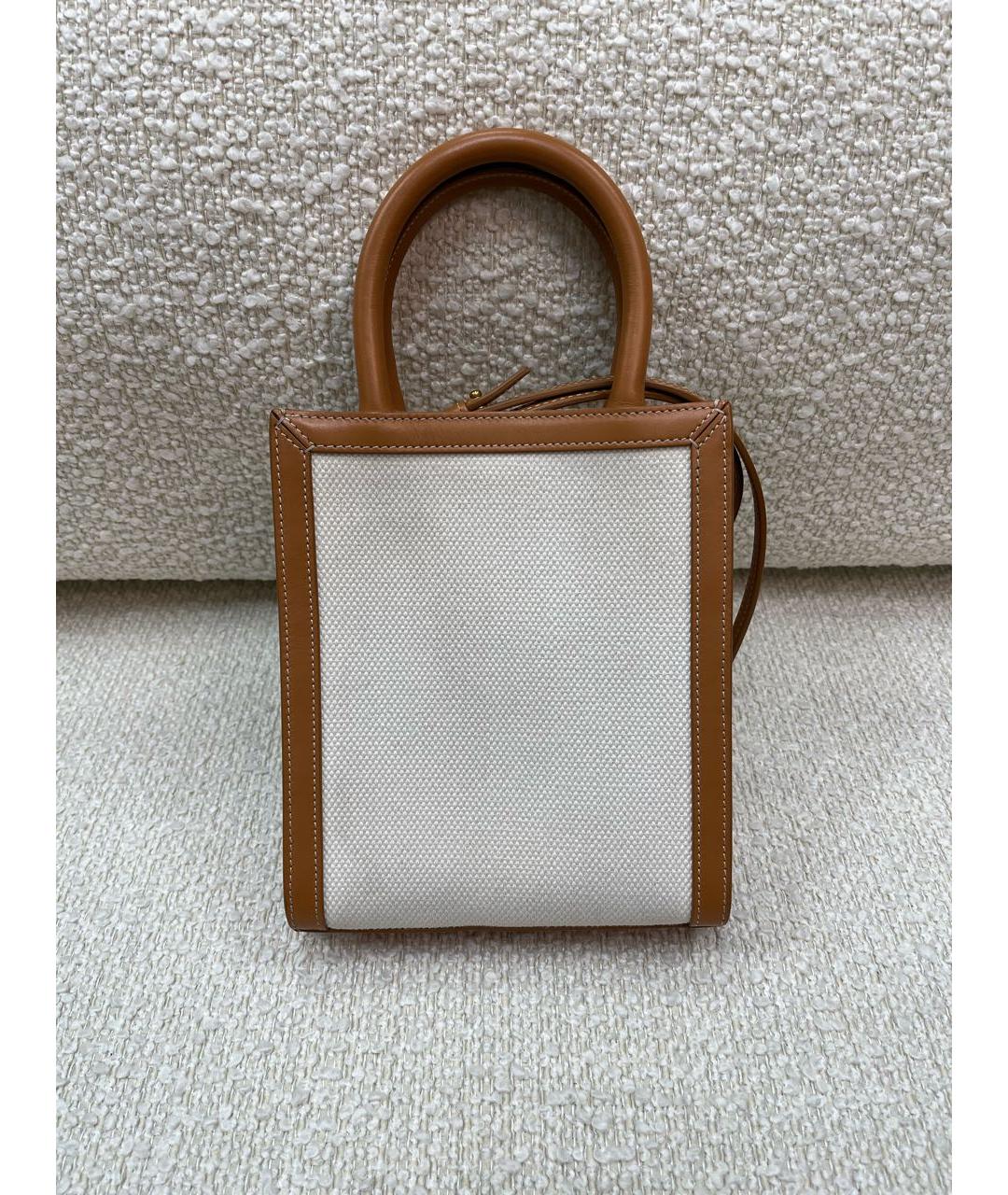 CELINE Бежевая тканевая сумка с короткими ручками, фото 3