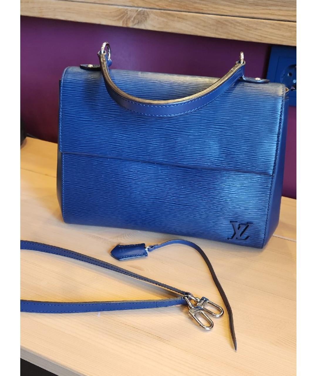 LOUIS VUITTON Темно-синяя кожаная сумка с короткими ручками, фото 5