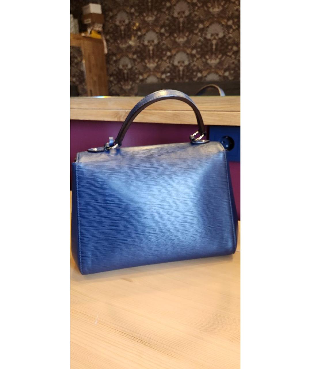 LOUIS VUITTON Темно-синяя кожаная сумка с короткими ручками, фото 2