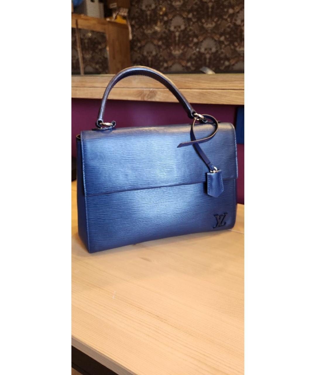 LOUIS VUITTON Темно-синяя кожаная сумка с короткими ручками, фото 8