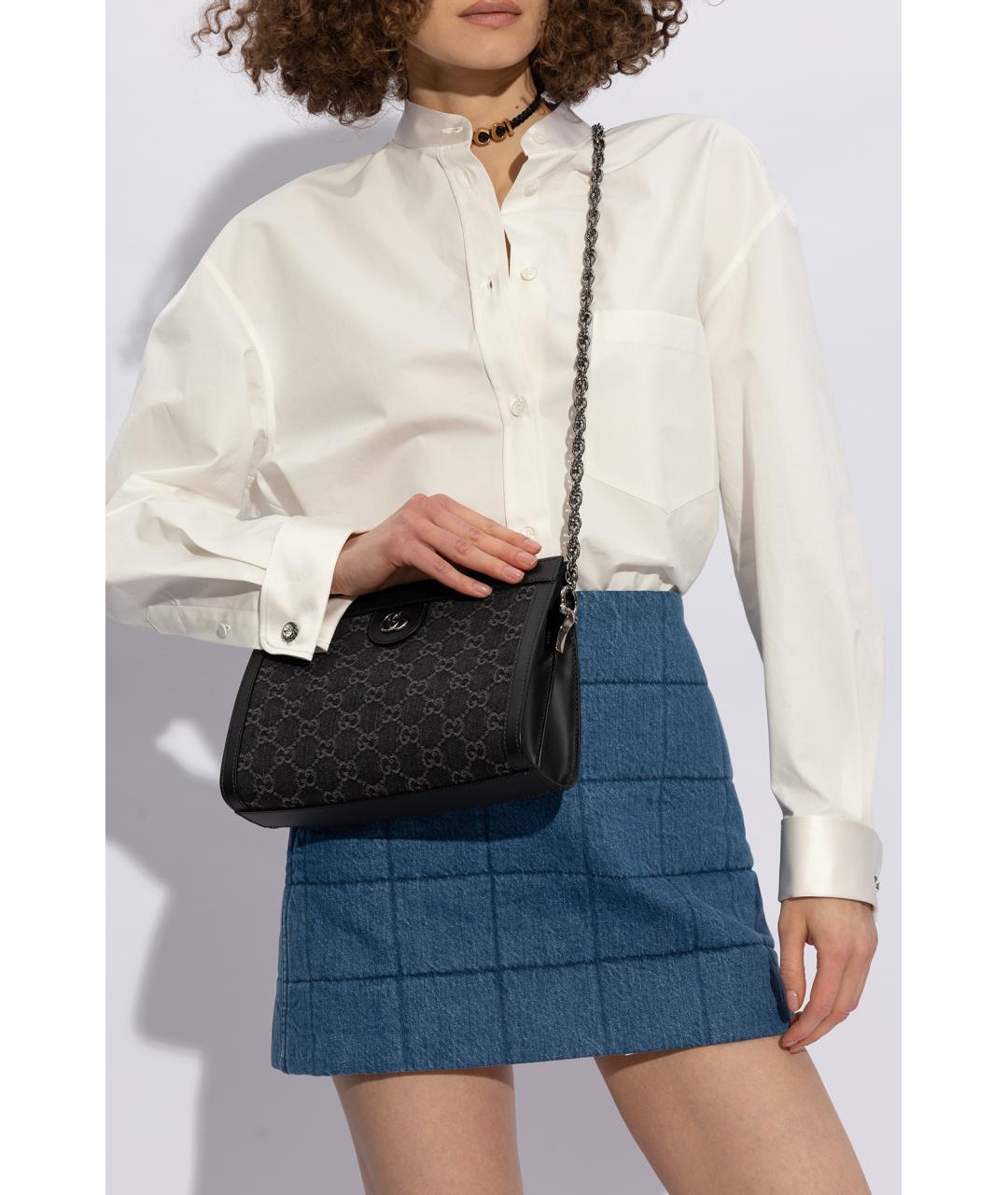 GUCCI Черная тканевая сумка через плечо, фото 2