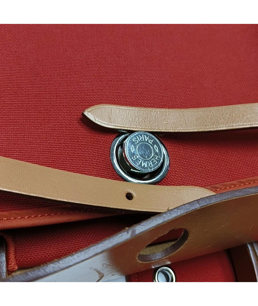 HERMES Красная тканевая сумка через плечо, фото 5