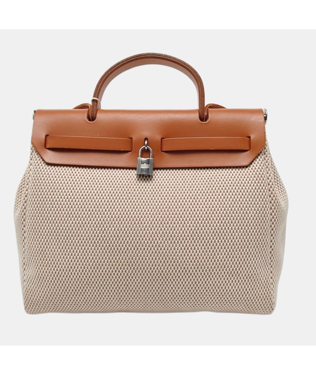 HERMES Бежевая тканевая сумка через плечо, фото 3