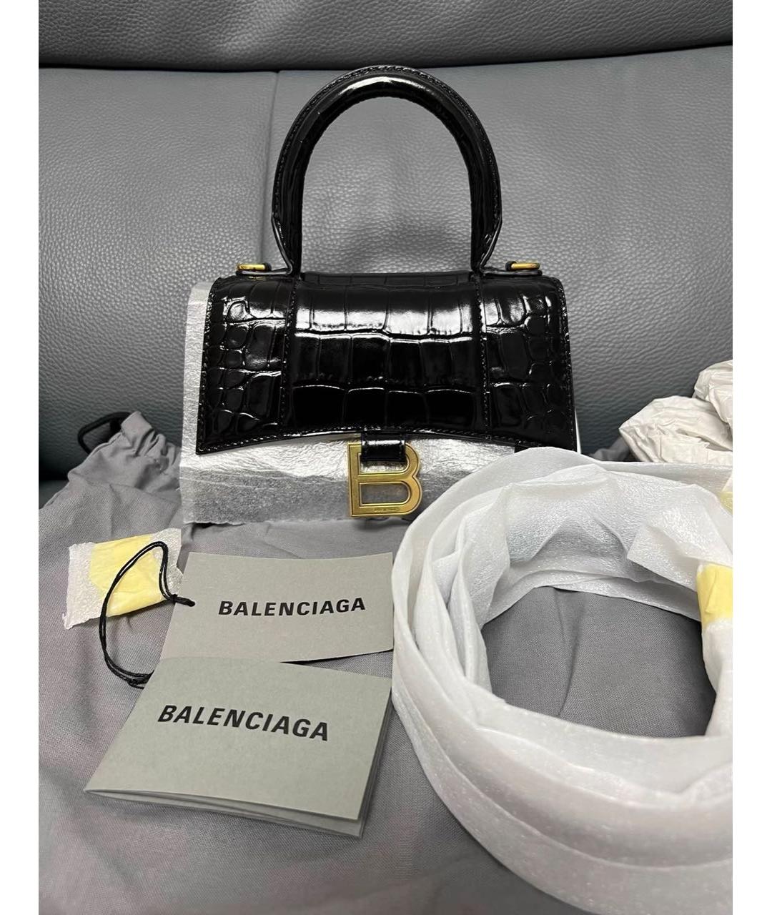 BALENCIAGA Черная сумка с короткими ручками из лакированной кожи, фото 2