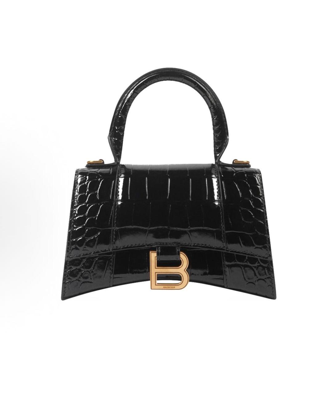 BALENCIAGA Черная сумка с короткими ручками из лакированной кожи, фото 1