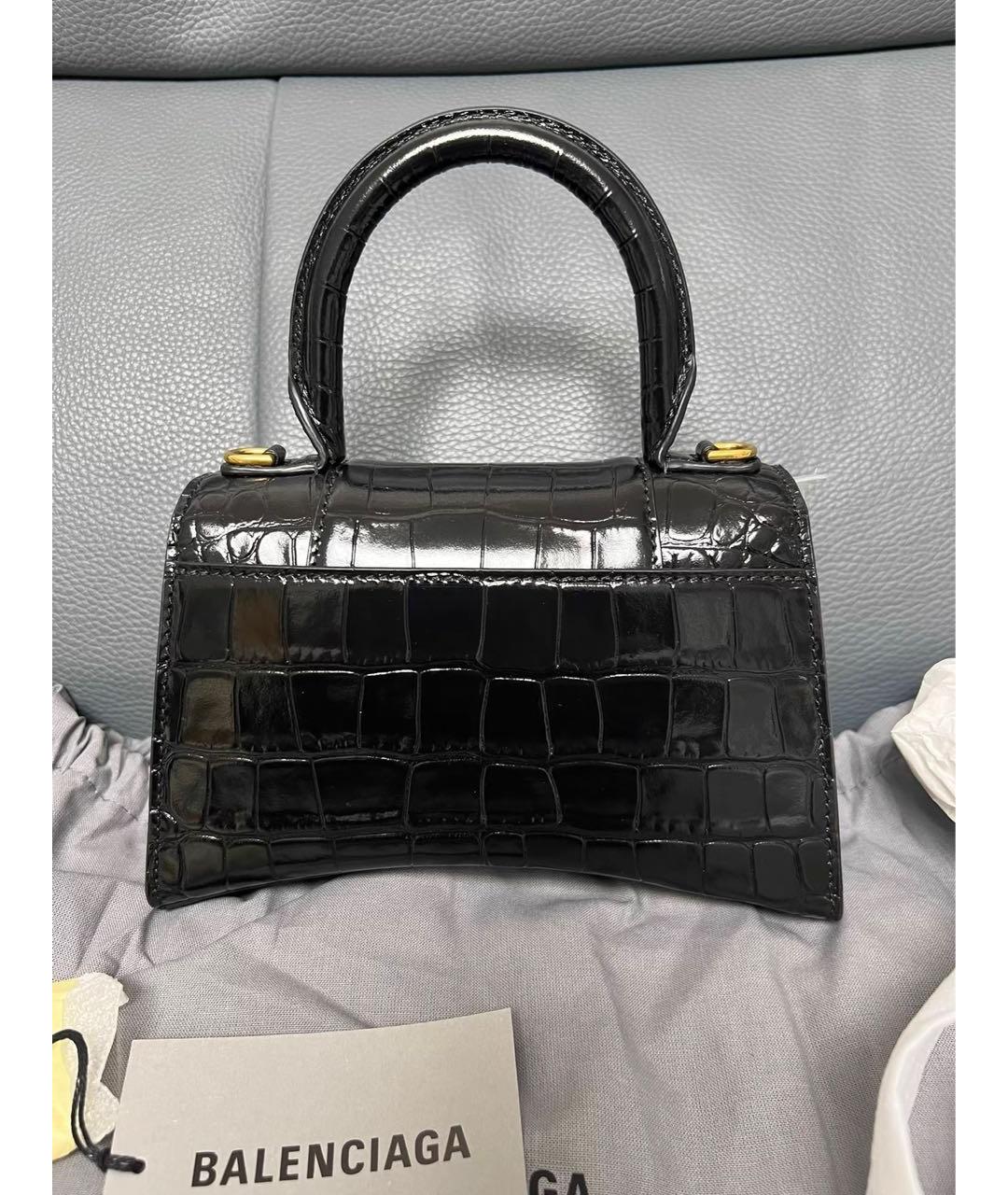 BALENCIAGA Черная сумка с короткими ручками из лакированной кожи, фото 3